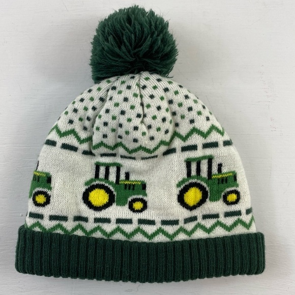 John Deere Tractor Green / White Toddler Winter‎ Beanie Hat Cap Sherpa Liner OS - Picture 2 of 10
